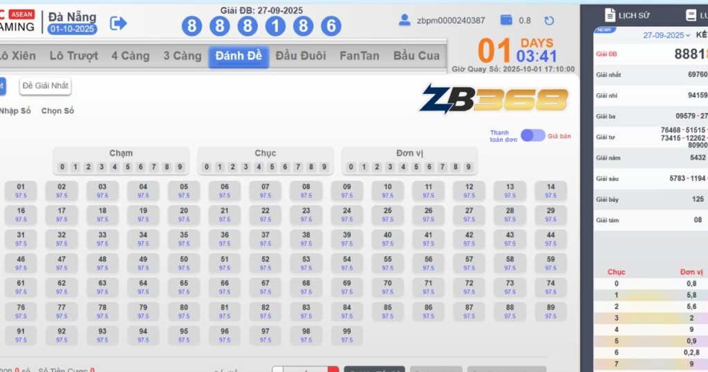 Tỷ Lệ Ăn Lô Đề ZB368: Cao Nhất Thị Trường 1 Ăn 99.5